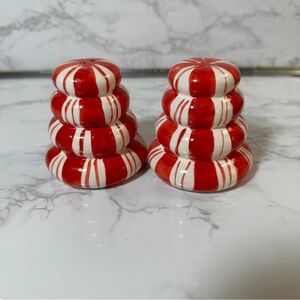 Red and White Striped Ceramic Decor
